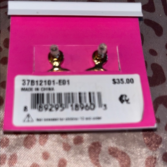 Betsey Johnson White and Pink Cat Earrings - Picture 2 of 4